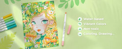Ohuhu Markers Paper-friendly Water-based Coloring Markers Dual Brush Fineliner Tips Markers Coloring Books Art Markers Beginner