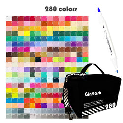 Ginflash Brush & Fine Comic Art Markers Brush Pen Sketch Alcohol Based Markers Dual Head Manga Drawing Art Supplies DP080