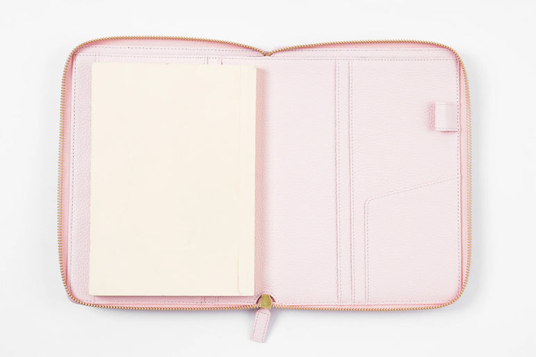Moterm Genuine Pebbled Grain Leather A5 Zip Cover with Top Pocket Cowhide Planner Zipper Notebook Organizer Agenda Journal Diary