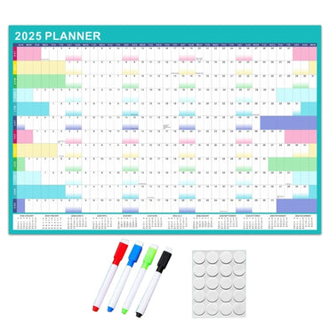 2025 Wall Calendar Yearly Planner with Marker and Adhesive Stickers for Home