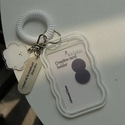 Transparent Card Holder Student Bus Campus Meal Card, 3-inch Polaroid Card Holder, Spring Pendant Keychain