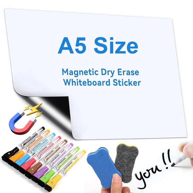 A5 Size Magnetic Whiteboard Pens Fridge Dry Erase White Board Refrigerator Magnet Note Home Soft Flexible Remind Message Boards