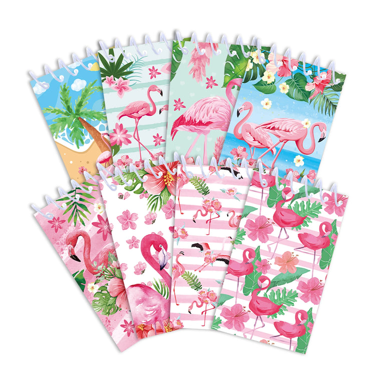 8pcs Hawaii Flamingo Mini Spiral Pocket Notebooks Memo Pad Coil Booklet Notepads For Stationery School Diaries Summer Party
