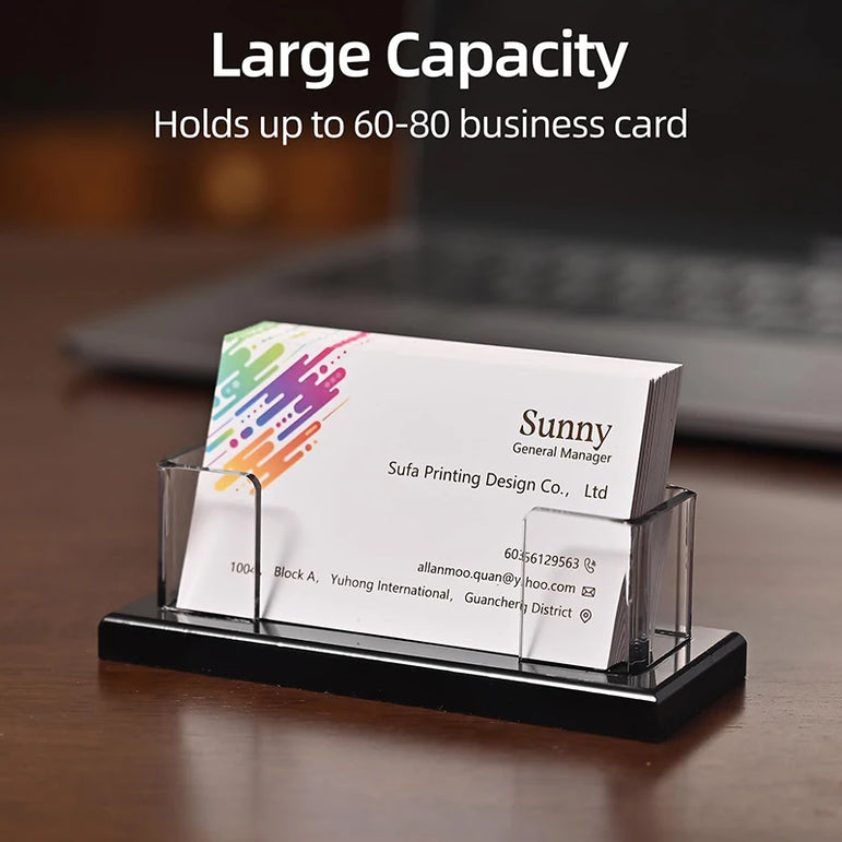 Transparent Acrylic Business Card Holder, Office Business Card Display Stand, 30-40 Business Cards Card Holder For Desk