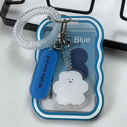 Transparent Card Holder Student Bus Campus Meal Card, 3-inch Polaroid Card Holder, Spring Pendant Keychain