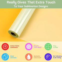 HTVRONT 12"X20ft Matte Sublimation HTV Vinyl for Light-Colored Shirts Clear Heat Transfer Vinyl for Sublimation Cotton Fabric