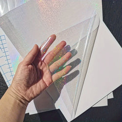 20 Sheets A4 Holographic Sand Star Cold Lamination Film 8.3×11.7 Inch Clear Self-Adhesive Vinyl Sticker Paper Waterproof Film