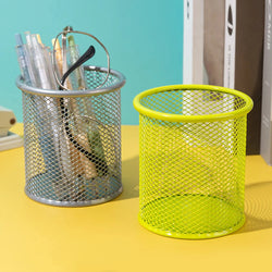 1Pcs Pencil Holder Office Desk Metal Mesh Square Round Pen Pot Cup Case Container Organiser Durable Pencil Case