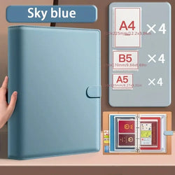 Thick Leather A4 Binder Notebook Family Document Collector File Folders Organizer Office School Supplies
