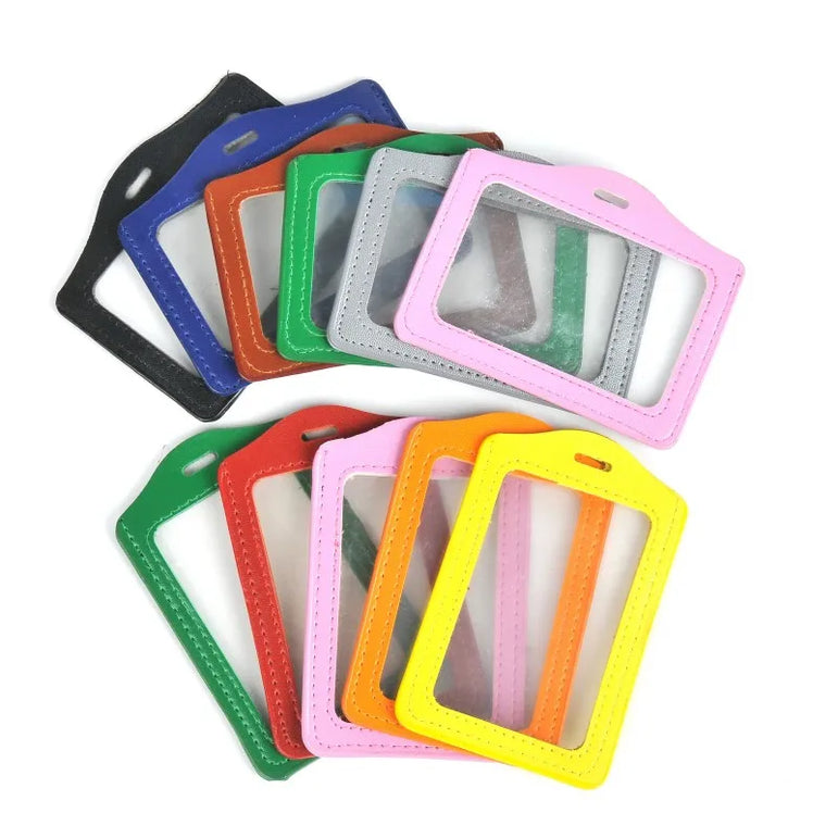 2023 1PC Colorful No zipper Badge Card Set Double-Sided Transparent PU Imitation Leather Credit Card Holder Work Supplies