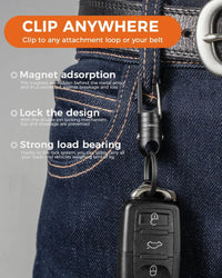 Magnetic Quick Release Keychain with Spring Key Clip and Key Ring-2 Button Lock System