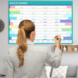 2025 Wall Calendar Yearly Planner with Marker and Adhesive Stickers for Home