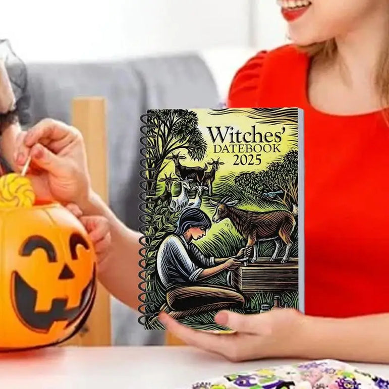 Witches Datebook 2025 Modern Witch's Grimoire Journal Beautiful Novelty Planner Weekly And Monthly For Family Friends