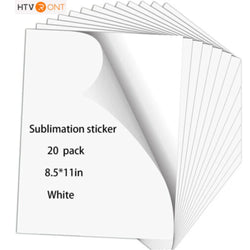 HTVRONT 20 Pcs White/Transparent Glossy Sublimation Adhesive Vinyl Sticker Sheets Sublimation Paper Waterproof for Cups Glass