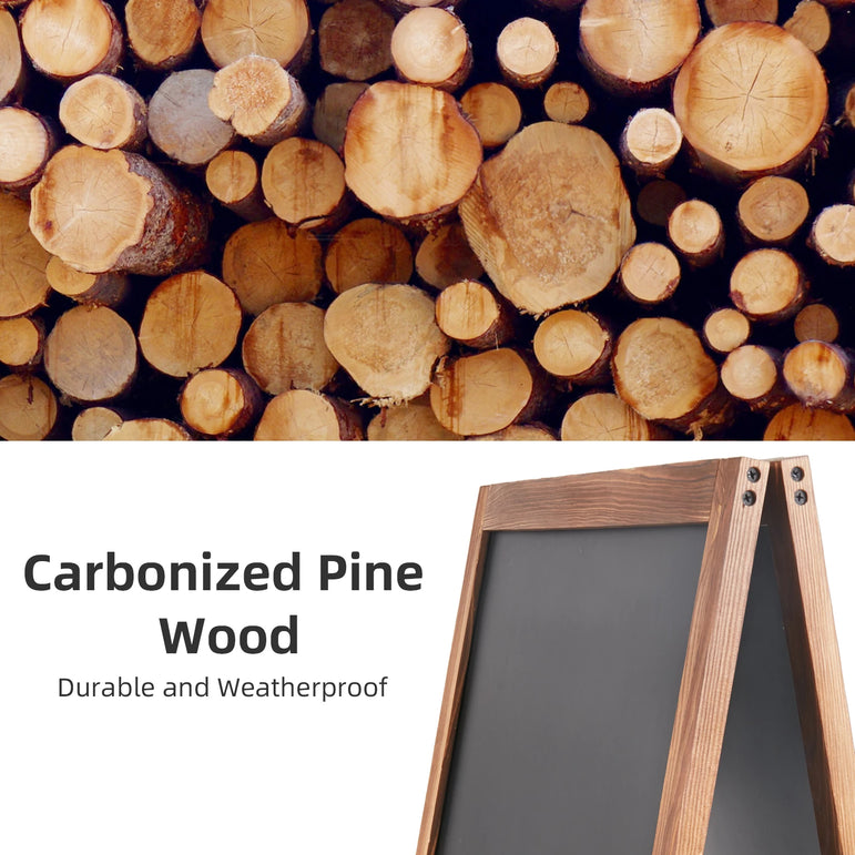 Magnetic Sandwich Writing Board A-Frame Drawing Painting Board Menu Display Sidewalk Wooden Chalkboard Free Standing