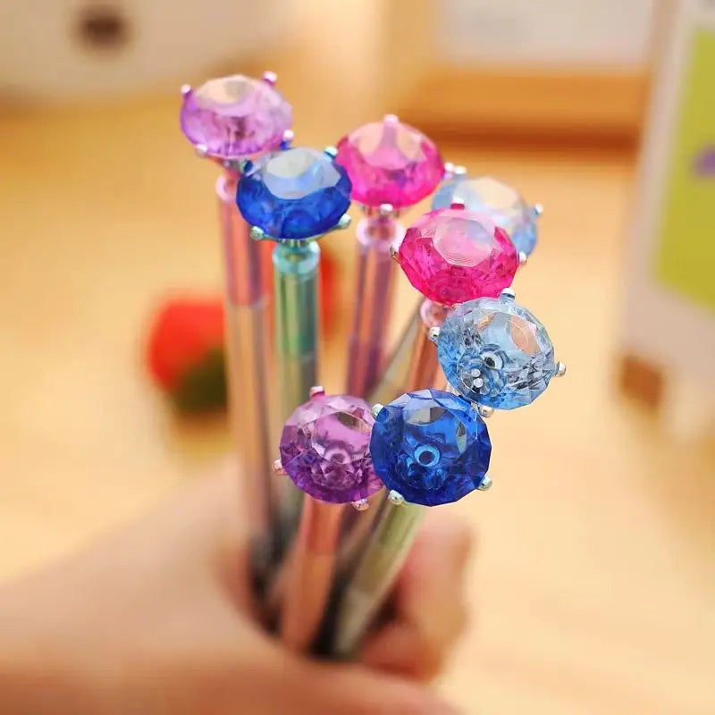 25 Pcs Wholesale Creative Plastic Big Diamond Gel Pen for Gift Pen Student Pen Fresh Stationery Back To School Gel Pen Set
