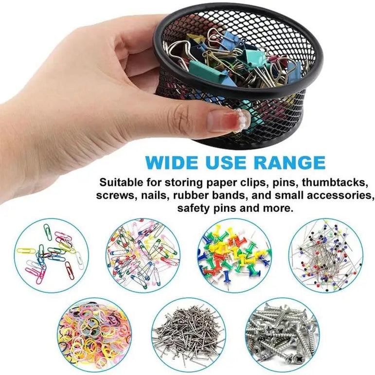Metal Mesh Paper Clip Holders For Desk Stackable Paperclip Holder Practical And Durable Office Organizer Desk Accessories