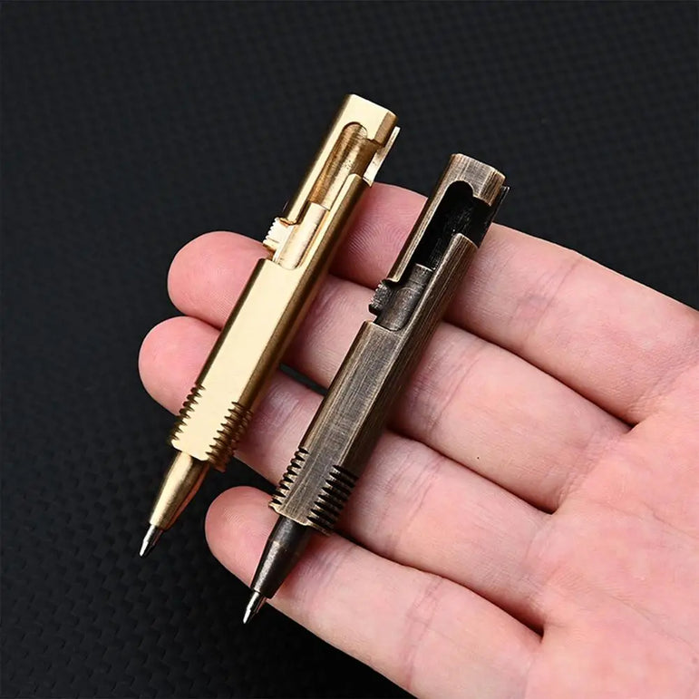 Mini Brass Pen Pocket Ballpoint Pen Signature Pen Small Bolt Action Ballpoint Pen Refillable Retractable Pens