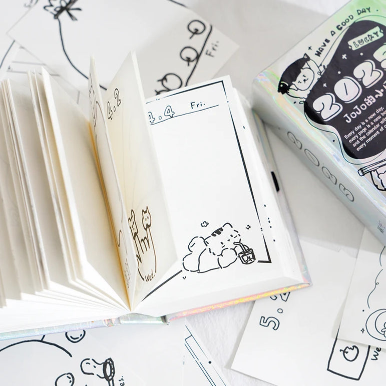 Journal GO 372 sheets 2025 Mini Calendar Note Portable Memo Calendar Student Stationery Delicate Calendar School Office Supplies
