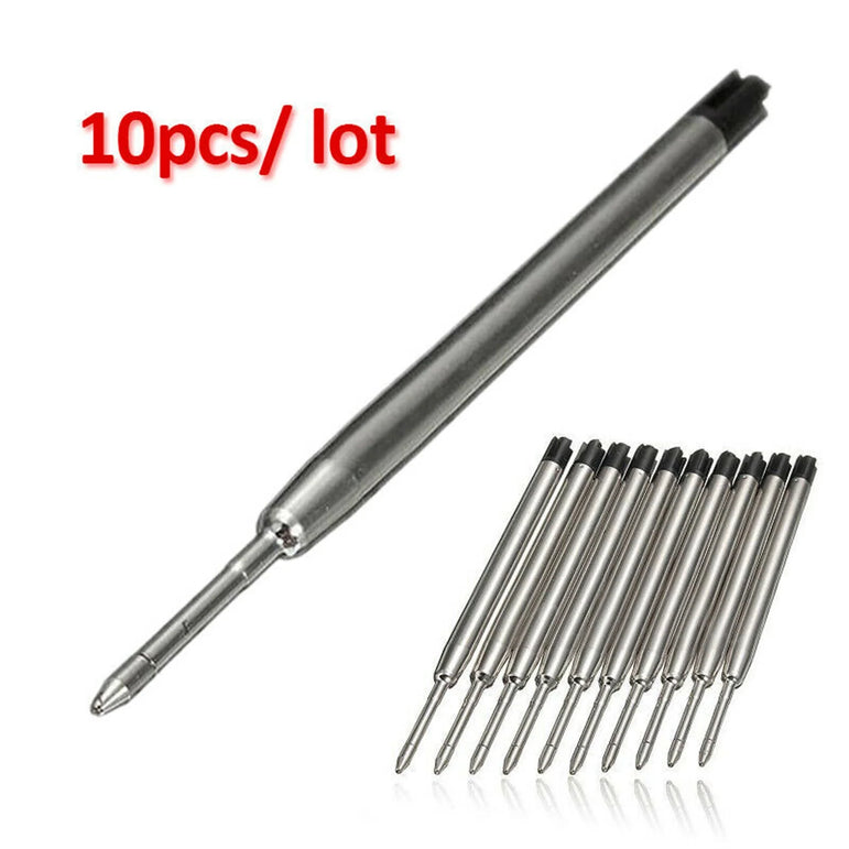 10pcs Black Ballpoint Pen Ink Refills Fine Point Medium For Parker Style Replace