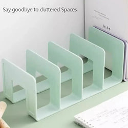 4 Grid Bookends Stand Bookshelf Desktop Decor Storage Rack Bookend Book Holder School Stationery Office Desktop File Organizer