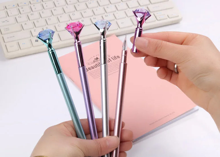 25 Pcs Wholesale Creative Plastic Big Diamond Gel Pen for Gift Pen Student Pen Fresh Stationery Back To School Gel Pen Set