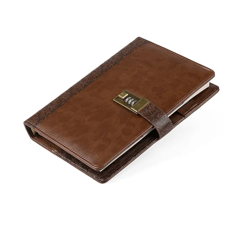 Diary A5 Notebook with Lock Journal Binder Notepad Ring Bullet Note Book Office Agenda Planner Spiral Retro Stationery Organizer