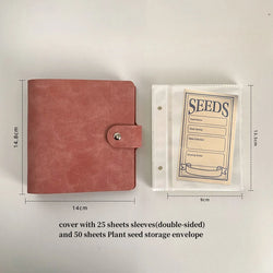 Large Capacity 5inch 2rings Seed Organizer Binder Insertable PU Leather Album for Seed Storage,Gardening Journal,Plant Envelopes