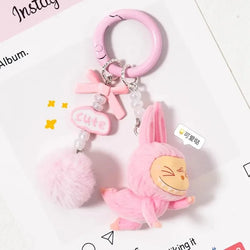 Labab Flocking Plush Toys Keychains Pendants Cute and Adorable Mobile Phone Chains Bags Pendants Couple's Small Gifts