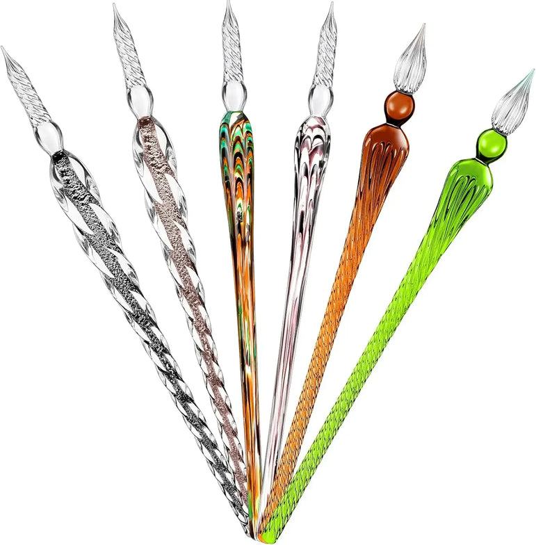 Hand-made glass dip pen 6 crystal glass signature pen Calligraphy glass pen dip pen Borosilicate sketch signature pen