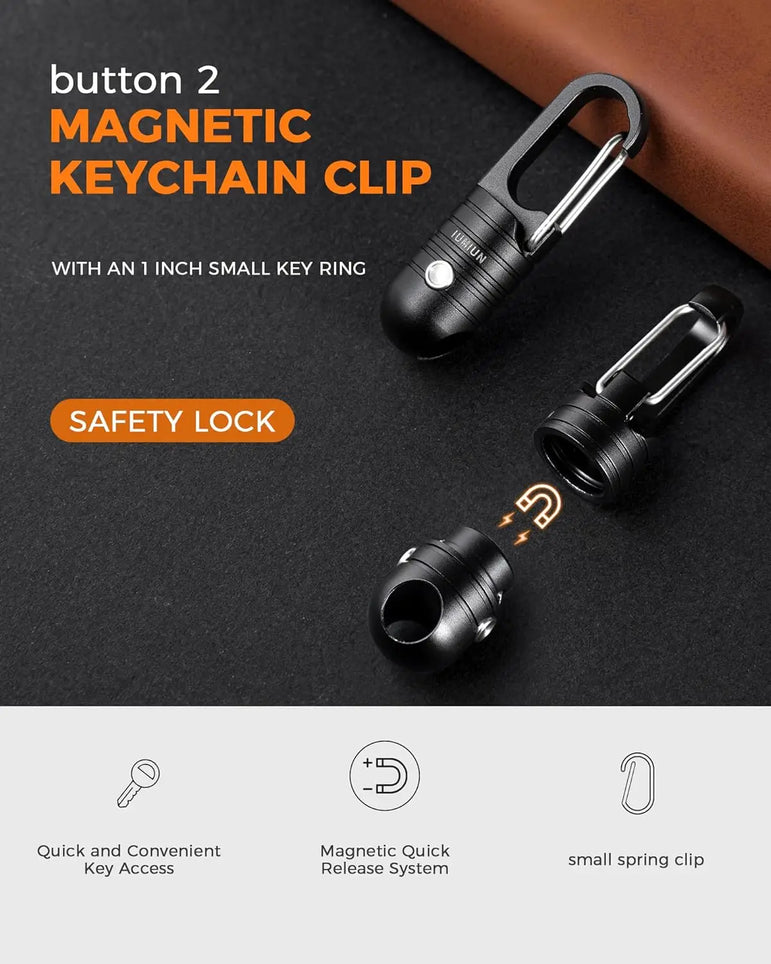 Magnetic Quick Release Keychain with Spring Key Clip and Key Ring-2 Button Lock System