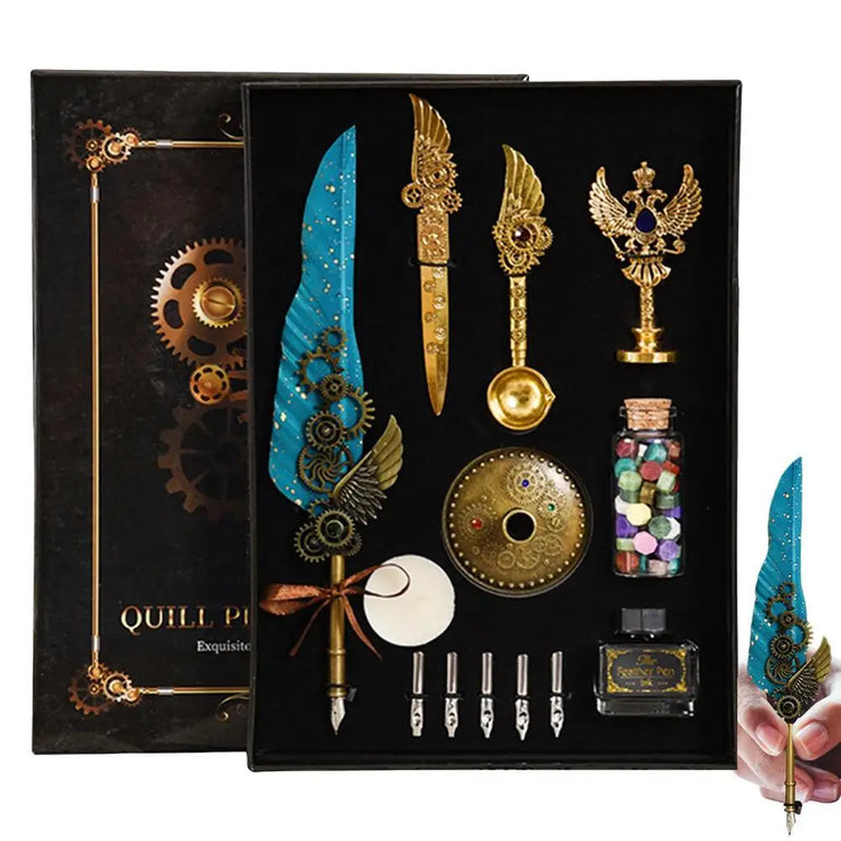 Feather Quill Pen Calligraphy Feather Pen Stationery Set Complete Calligraphy Feather Pen Set Accessories For Christmas