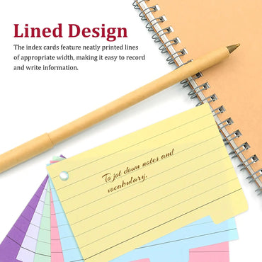 300 Sheets Coil Memo Pad Index Cards Colored Lined Rings Study Learning Flash Ruled Notebooks Writing Pads Vocabulary Memory