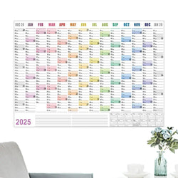 Full Year Wall Calendar 2025 365 Day Poster Calendar Wall Hanging Yearly Planner Thick Paper Calendar With Colored Stickers