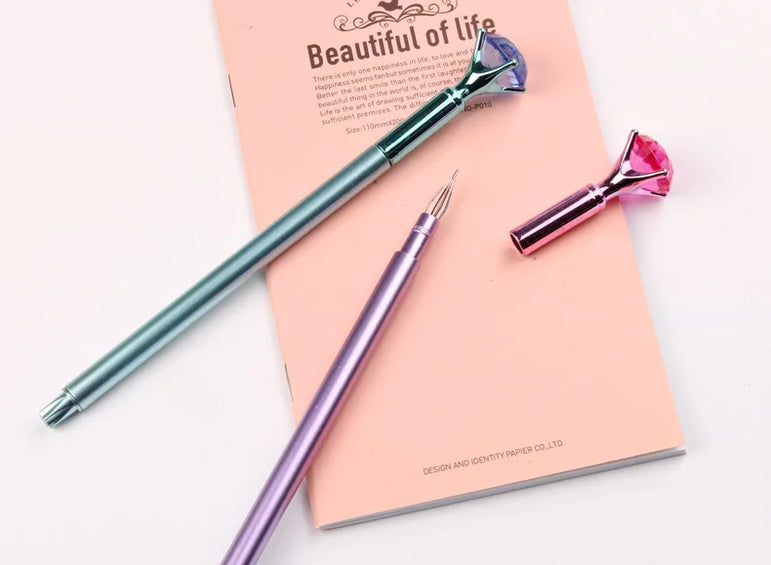 25 Pcs Wholesale Creative Plastic Big Diamond Gel Pen for Gift Pen Student Pen Fresh Stationery Back To School Gel Pen Set