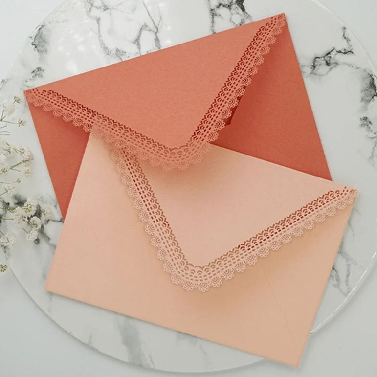 10x Lace Paper Envelopes Gift Small Invitation Envelopes for Thanksgiving Greeting Cards Party Invitations
