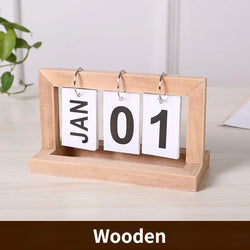 INS Nordic Style Wooden Perpetual Calendar Flip Month Date Display Desktop Schedule Daily Planner Office Home Decor Photo Props