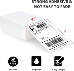 L LIKED 4x6 Direct Thermal Labels, 500pcs Perforated Fanfold, Compatible Zebra & Rollo Printers