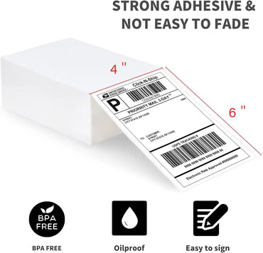 L LIKED 4x6 Direct Thermal Labels, 500pcs Perforated Fanfold, Compatible Zebra & Rollo Printers