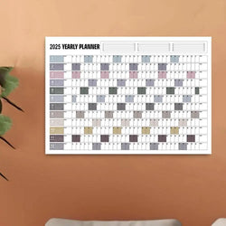 Yearly Planner 2025 Annual Year Wall Calendar with Stickers Horizontal Thick Paper Poster Calendar Schedule Organizer Planner