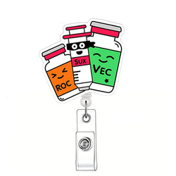 Newest Glitter Acrylic Medical Appliances Hospital Badge Reel Retractable ID Badge Holder With Ordinary Clip Name Holder