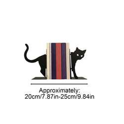 Metal Animal Bookends 1 Pair Cute Cat Bookends For Heavy Books Black Bookends Creative And Cute Cat Shape Desktop Organizer