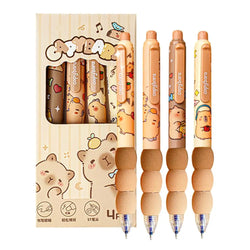 4pcs Cartoon Capybara Gel Pen Set Retractable Erasable Pens 0.5mm Blue Ink Smooth Writing School Pen Office School Supplies