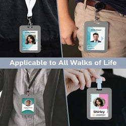 New Transparent Work Card Badge Holder Office Staff Employees ID Card Clear Pass Name Work Card Cover Case Sleeve with Lanyard