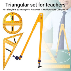 Large Triangular Ruler Professional Math Geometry Multifunction Compass Multi-Size Angle Protractor Teacher
