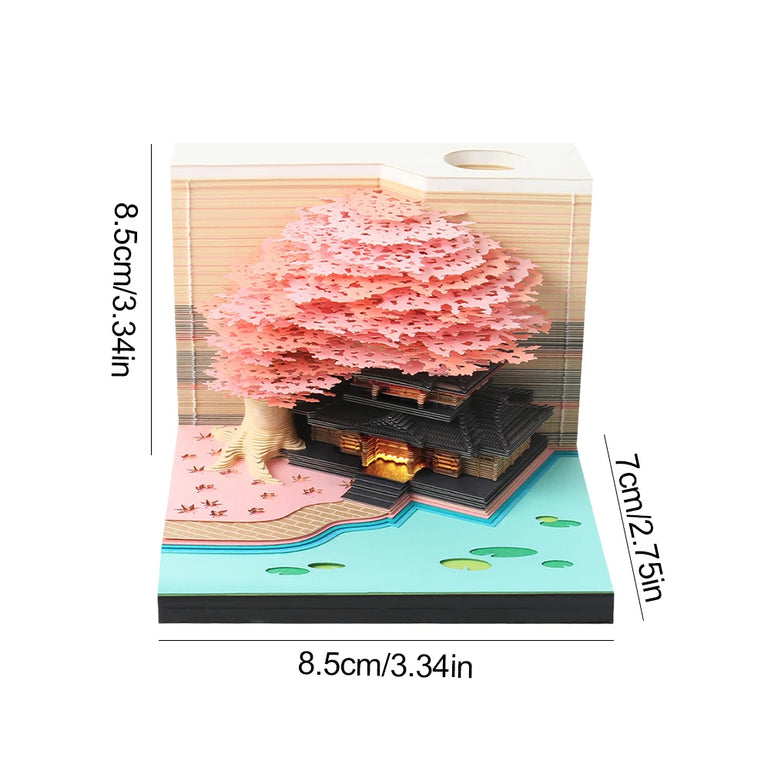 Castl Desk Calendar 2025 Tear-Away 3D Calendar Memo Pad Creative Desk Calendar DIY Notes Notepad 3D Art Calendar Paper