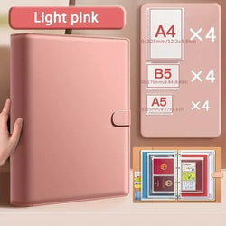 Thick Leather A4 Binder Notebook Family Document Collector File Folders Organizer Office School Supplies