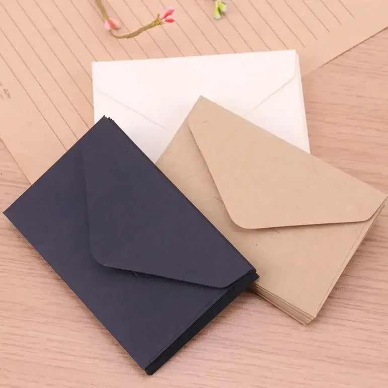 20Pcs 22x11cm Blank Mini Paper Window Envelopes  Classical White Black Kraft Wedding Invitation Gift