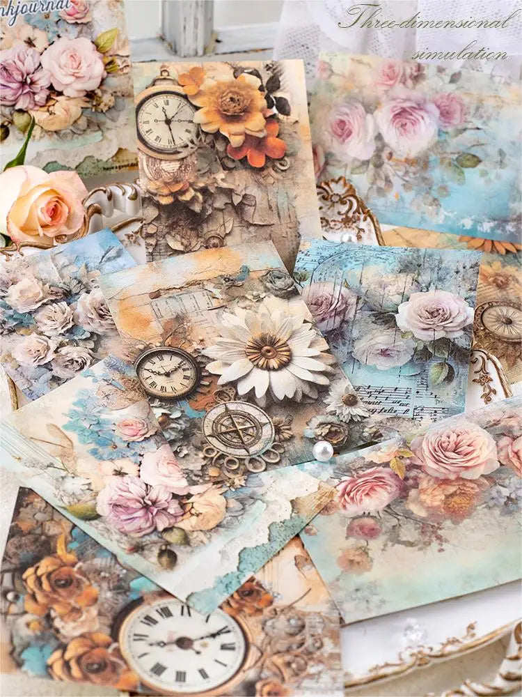30pcs/pack Light Material Paper Dream Series Three-dimensional Simulation Flower Handbook Base Sticker
