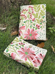 A5 Handcrafted Journal with Embroidered Floral Fabric Cover,Personalized Life Journal,Aesthetic Notebook for Writing & Planning